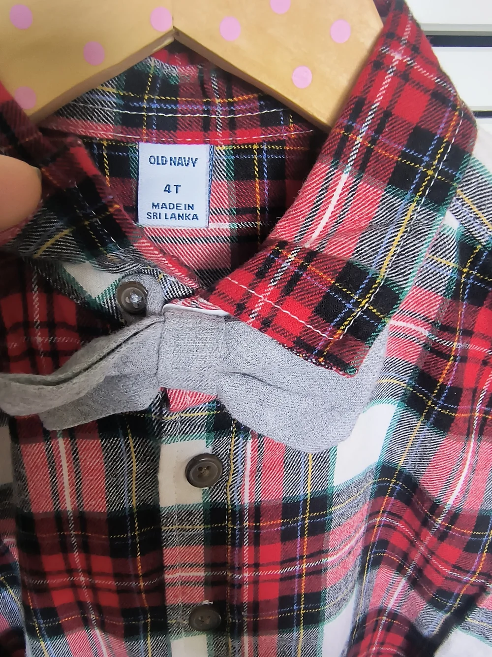 Old Navy Plaid Button-Down Shirt with Gray Bow